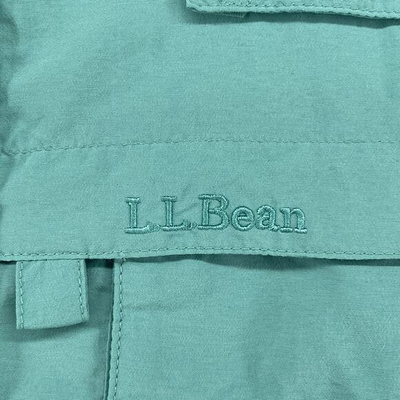 LL BEAN Shirt Womens M Vented Camp Fishing Roll Tab Sleeve Hunting Mesh Green - Picture 9 of 13